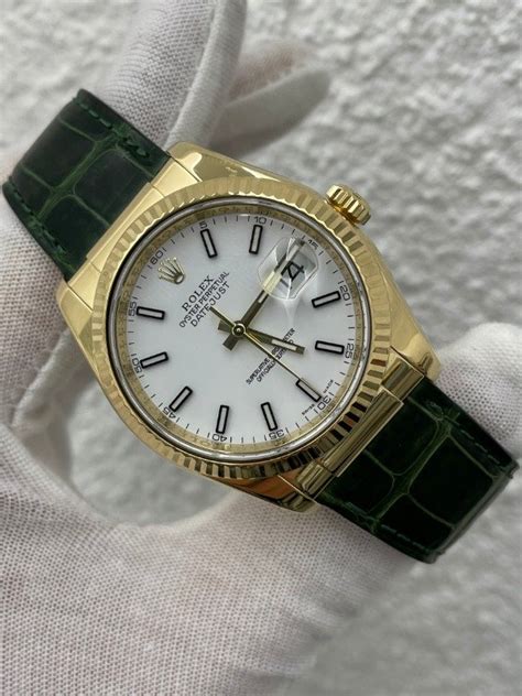 rolex cinturino pelle verde|Orologio Rolex 1908 in platino .